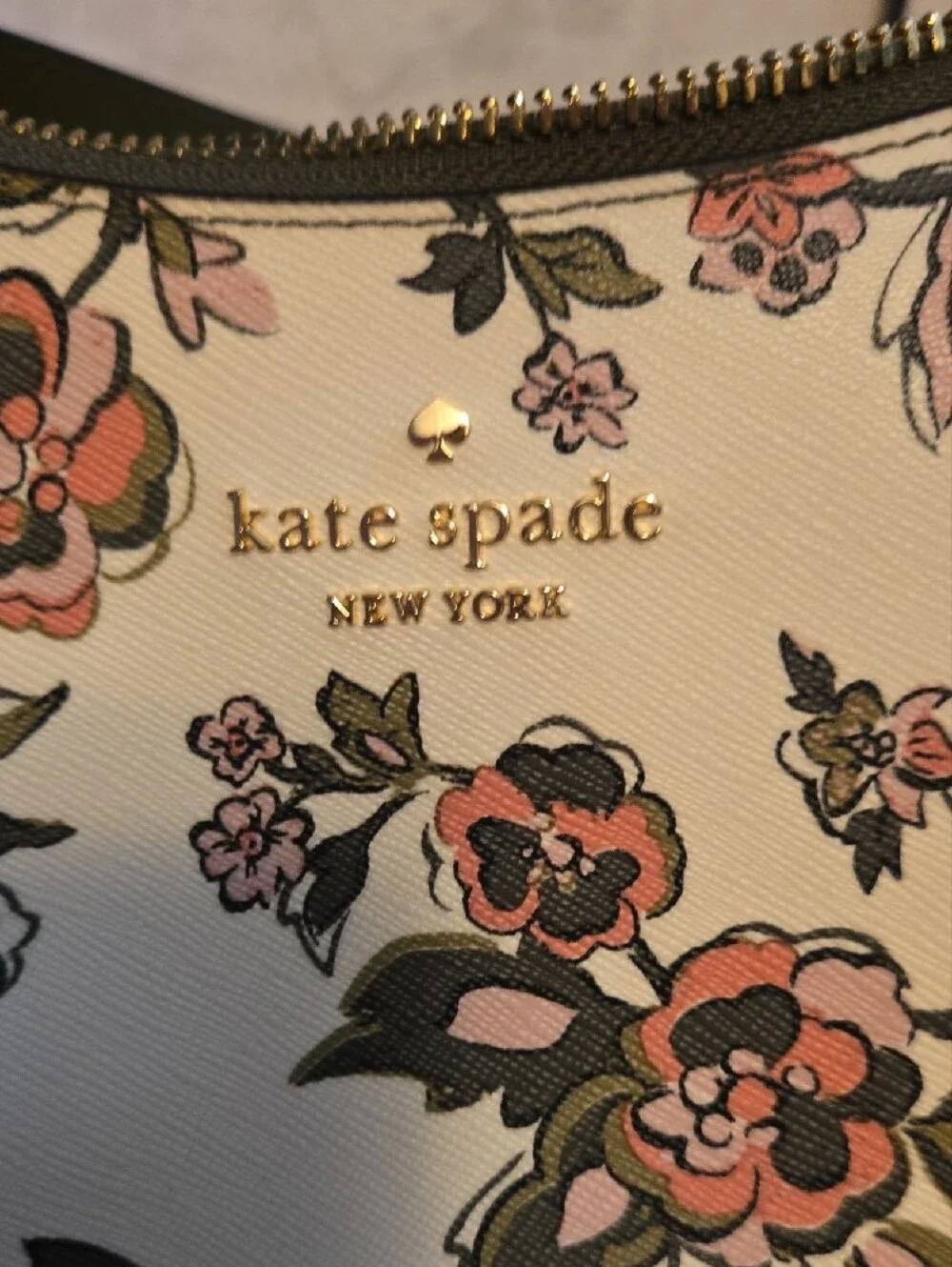kate spade Cream Floral Crossbody with Pink and Green Accents